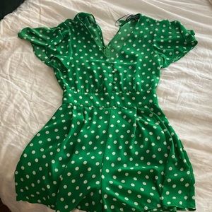 Zara green polka dot romper